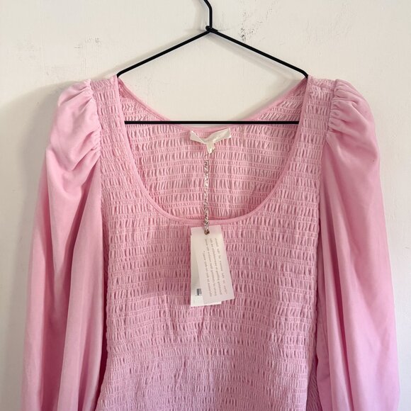 NWT LoveShackFancy Pink Smocked Dorset Dress S - Picture 3 of 8
